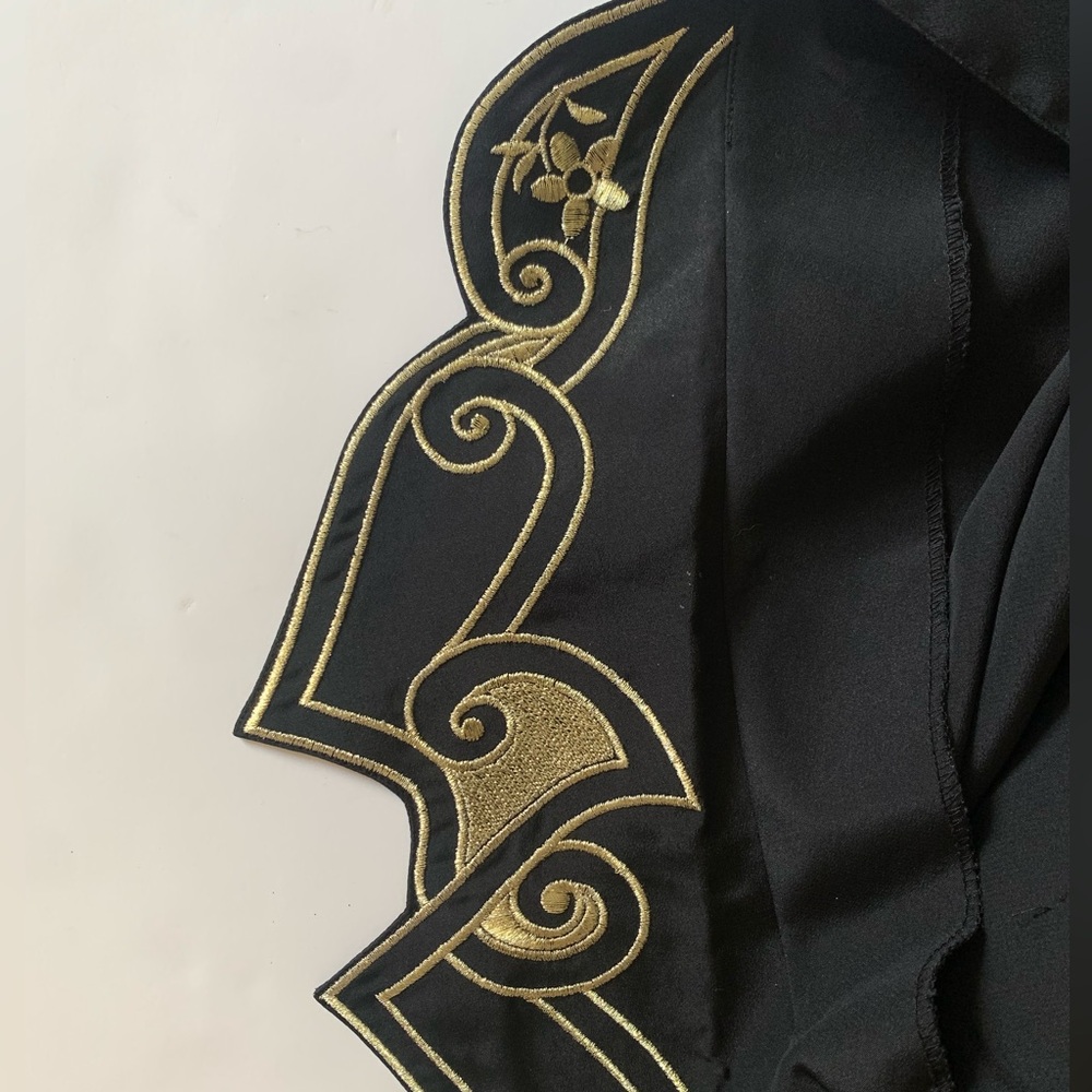 Vintage Black Blouse with Gold Embroidered Collar - Picture 5 of 15